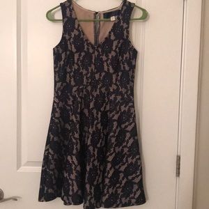 Navy and nude lace dress